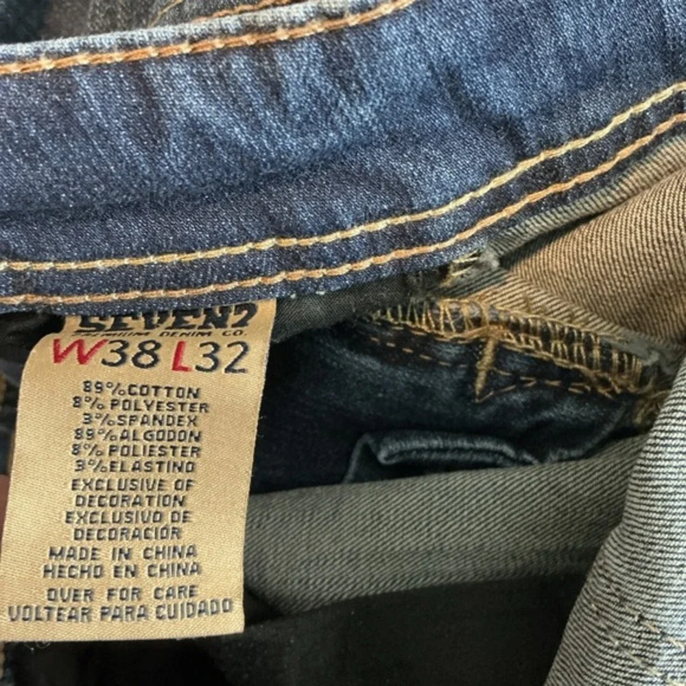 Seven7 Mens Medium Wash Blue Straight‎ Fit Cotton Stretch Pocket Jeans 38x32(30)